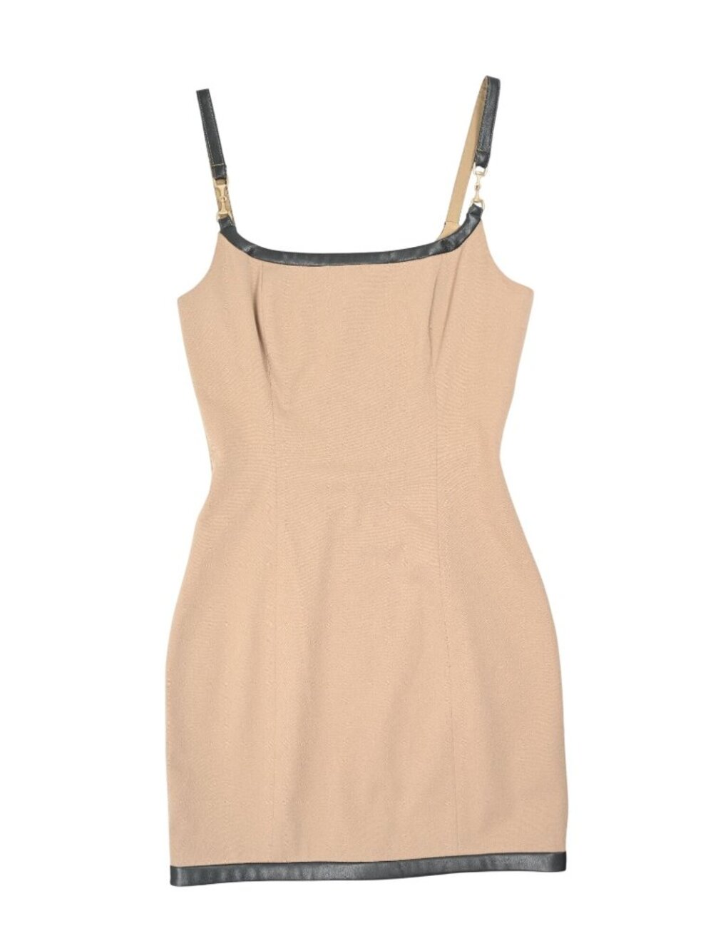 L'Agence Jettie Leather Trim Dress in Dark Cappuccino